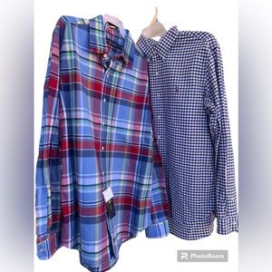 Ralph Lauren bundle (2) Men Dress shirts size Medium 100% Cotton plaid